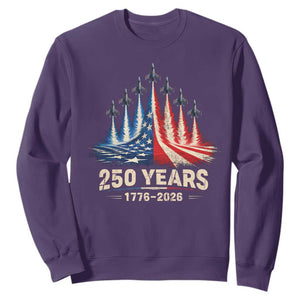 250 Years American 1776 2026 Sweatshirt USA 250th Anniversary 4th of July US Flag Jets TS11 Purple Print Your Wear