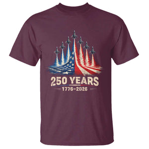 250 Years American 1776 2026 T Shirt USA 250th Anniversary 4th of July US Flag Jets TS11 Maroon Print Your Wear