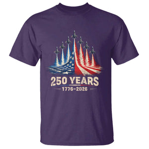 250 Years American 1776 2026 T Shirt USA 250th Anniversary 4th of July US Flag Jets TS11 Purple Print Your Wear