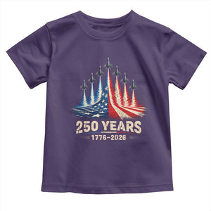 250 Years American 1776 2026 Toddler T Shirt USA 250th Anniversary 4th of July US Flag Jets TS11 Purple Print Your Wear