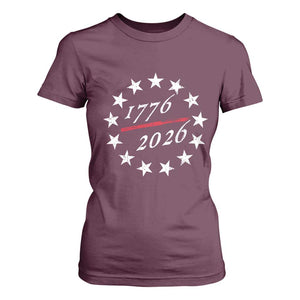 250 Years America Anniversary T Shirt For Women 13 Stars 1776 2026 250th Independence Day TS11 Maroon Print Your Wear