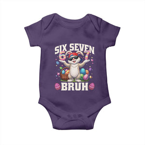 Funny Easter Day Six Seven Bruh Baby Onesie 67 Bunny Easter Eggs TS11 Purple Print Your Wear