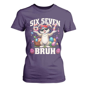 Funny Easter Day Six Seven Bruh T Shirt For Women 67 Bunny Easter Eggs TS11 Purple Print Your Wear