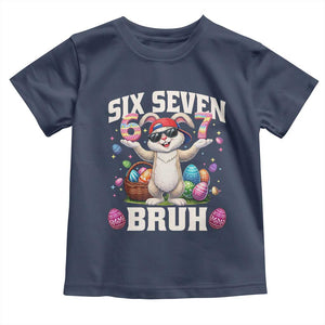Funny Easter Day Six Seven Bruh Toddler T Shirt 67 Bunny Easter Eggs TS11 Navy Print Your Wear