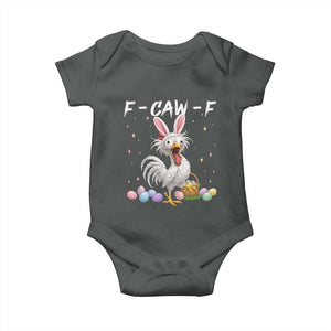 Funny Easter Day F Caw F Chicken Bunny Rooster Meme Baby Onesie TS11 Dark Heather Print Your Wear