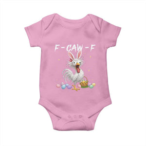 Funny Easter Day F Caw F Chicken Bunny Rooster Meme Baby Onesie TS11 Light Pink Print Your Wear