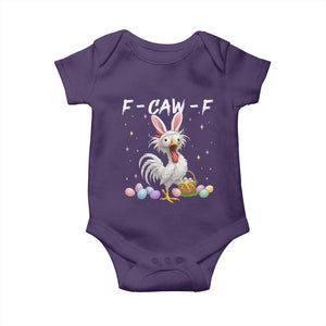 Funny Easter Day F Caw F Chicken Bunny Rooster Meme Baby Onesie TS11 Purple Print Your Wear