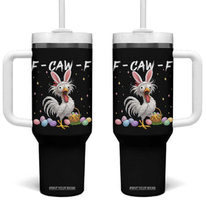 Funny Easter Day F Caw F Chicken Bunny Rooster Meme Tumbler With Handle TS11 One Size: 40 oz Black Print Your Wear