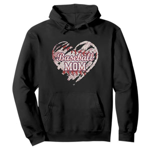 Baseball Mom Hoodie Baseball Mama Life Game Day Vintage Heart TS11 Black Print Your Wear