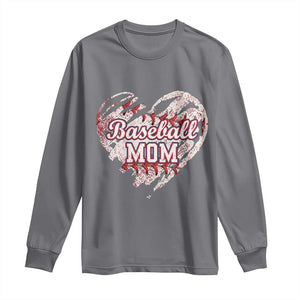 Baseball Mom Long Sleeve Shirt Baseball Mama Life Game Day Vintage Heart TS11 Charcoal Print Your Wear