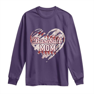 Baseball Mom Long Sleeve Shirt Baseball Mama Life Game Day Vintage Heart TS11 Purple Print Your Wear