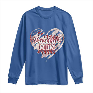 Baseball Mom Long Sleeve Shirt Baseball Mama Life Game Day Vintage Heart TS11 Royal Blue Print Your Wear