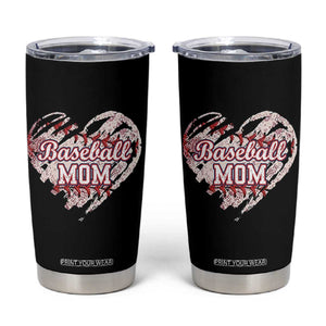 Baseball Mom Tumbler Cup Baseball Mama Life Game Day Vintage Heart TS11 Black Print Your Wear