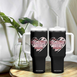 Baseball Mom Tumbler With Handle Baseball Mama Life Game Day Vintage Heart TS11 Print Your Wear