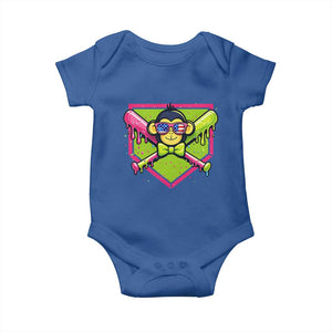 Party Monkey Baseball Drip Funny Animals Lover Baby Onesie TS11 Royal Blue Print Your Wear