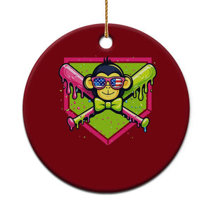 Party Monkey Baseball Drip Funny Animals Lover Ceramic Ornament TS11 1pc Red Print Your Wear