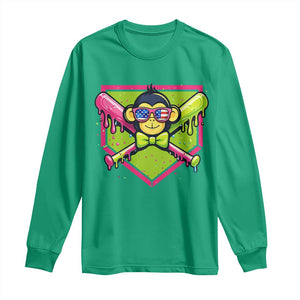 Party Monkey Baseball Drip Funny Animals Lover Long Sleeve Shirt TS11 Irish Green Print Your Wear