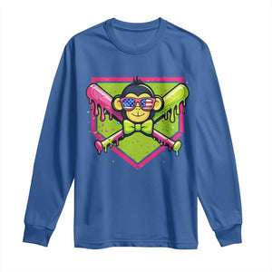 Party Monkey Baseball Drip Funny Animals Lover Long Sleeve Shirt TS11 Royal Blue Print Your Wear