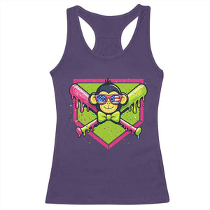 Party Monkey Baseball Drip Funny Animals Lover Racerback Tank Top TS11 Purple Print Your Wear