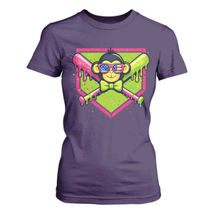 Party Monkey Baseball Drip Funny Animals Lover T Shirt For Women TS11 Purple Print Your Wear