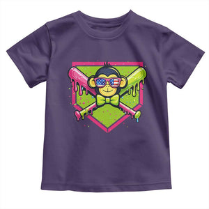 Party Monkey Baseball Drip Funny Animals Lover Toddler T Shirt TS11 Purple Print Your Wear