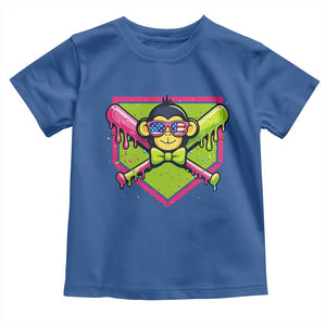 Party Monkey Baseball Drip Funny Animals Lover Toddler T Shirt TS11 Royal Blue Print Your Wear