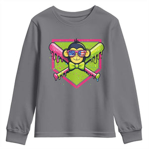 Party Monkey Baseball Drip Funny Animals Lover Youth Sweatshirt TS11 Charcoal Print Your Wear