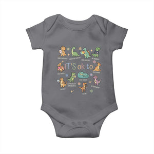 Dinosaur Autism Awareness Baby Onesie It Is Okay to Be Different Dino Lover TS11 Charcoal Print Your Wear