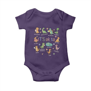 Dinosaur Autism Awareness Baby Onesie It Is Okay to Be Different Dino Lover TS11 Purple Print Your Wear