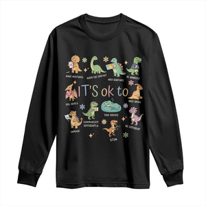 Dinosaur Autism Awareness Long Sleeve Shirt It Is Okay to Be Different Dino Lover TS11 Black Print Your Wear