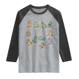 Dinosaur Autism Awareness Raglan Shirt It Is Okay to Be Different Dino Lover TS11 Heather Gray Heather Charcoal Print Your Wear