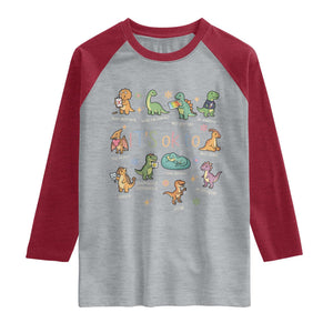 Dinosaur Autism Awareness Raglan Shirt It Is Okay to Be Different Dino Lover TS11 Heather Gray Heather Red Print Your Wear