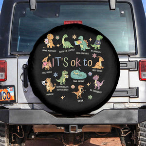 Dinosaur Autism Awareness Spare Tire Cover It Is Okay to Be Different Dino Lover TS11 No hole Black Print Your Wear