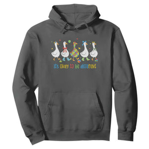 Funny Autistic Goose Hoodie It Is Okay To Be Different Autism Awareness TS11 Dark Heather Print Your Wear