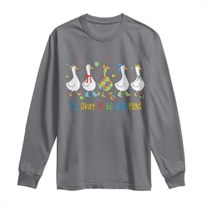 Funny Autistic Goose Long Sleeve Shirt It Is Okay To Be Different Autism Awareness TS11 Charcoal Print Your Wear
