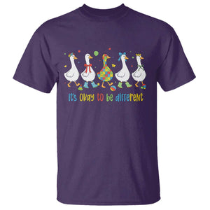 Funny Autistic Goose T Shirt It Is Okay To Be Different Autism Awareness TS11 Purple Print Your Wear