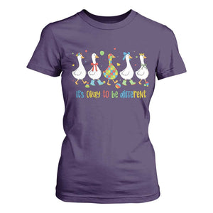 Funny Autistic Goose T Shirt For Women It Is Okay To Be Different Autism Awareness TS11 Purple Print Your Wear