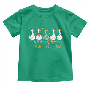 Funny Autistic Goose Toddler T Shirt It Is Okay To Be Different Autism Awareness TS11 Irish Green Print Your Wear