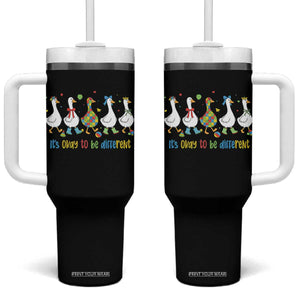 Funny Autistic Goose Tumbler With Handle It Is Okay To Be Different Autism Awareness TS11 One Size: 40 oz Black Print Your Wear