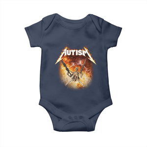 Autism Skeleton Funny Meme Baby Onesie Fire Burning Flames TS11 Navy Print Your Wear