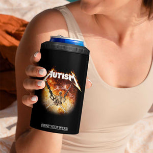 Autism Skeleton Funny Meme 4 in 1 Can Cooler Tumbler Fire Burning Flames TS11 Print Your Wear