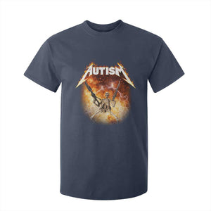 Autism Skeleton Funny Meme T Shirt For Kid Fire Burning Flames TS11 Navy Print Your Wear