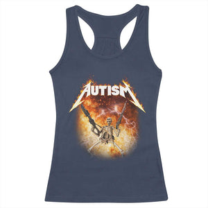Autism Skeleton Funny Meme Racerback Tank Top Fire Burning Flames TS11 Navy Print Your Wear