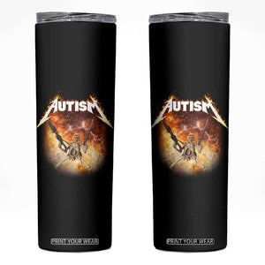 Autism Skeleton Funny Meme Skinny Tumbler Fire Burning Flames TS11 Black Print Your Wear