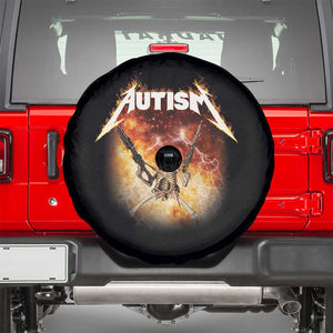 Autism Skeleton Funny Meme Spare Tire Cover Fire Burning Flames TS11 Black Print Your Wear