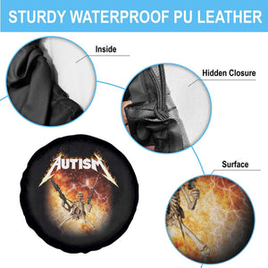Autism Skeleton Funny Meme Spare Tire Cover Fire Burning Flames TS11 Print Your Wear