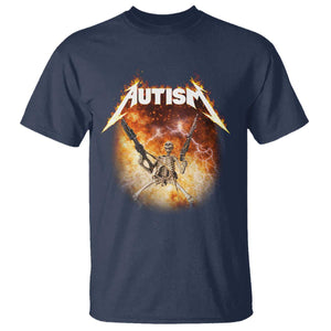 Autism Skeleton Funny Meme T Shirt Fire Burning Flames TS11 Navy Print Your Wear