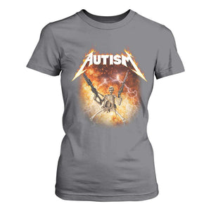 Autism Skeleton Funny Meme T Shirt For Women Fire Burning Flames TS11 Charcoal Print Your Wear