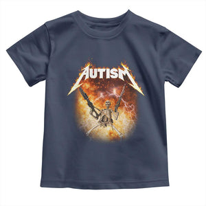 Autism Skeleton Funny Meme Toddler T Shirt Fire Burning Flames TS11 Navy Print Your Wear