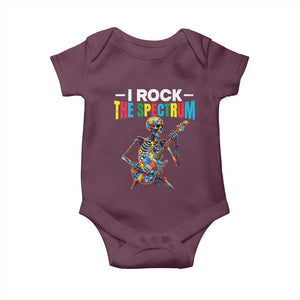 Autism Skeleton Rocker Baby Onesie I Rock The Spectrum Autism Awareness TS11 Maroon Print Your Wear